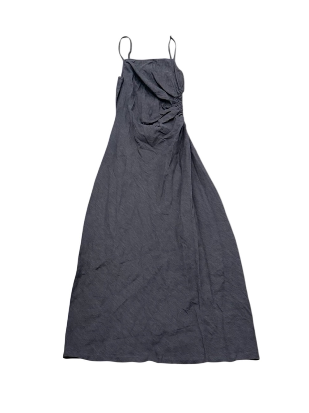 Monrow Grey Maxi Dress Linen Blend Strappy Ruched Side Deadstock With Tags